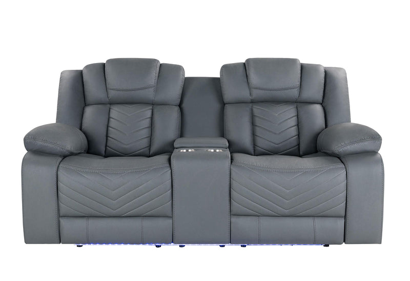 U7068 GREY 10 POWER CONSOLE RECLINING LOVESEAT WITH LED image