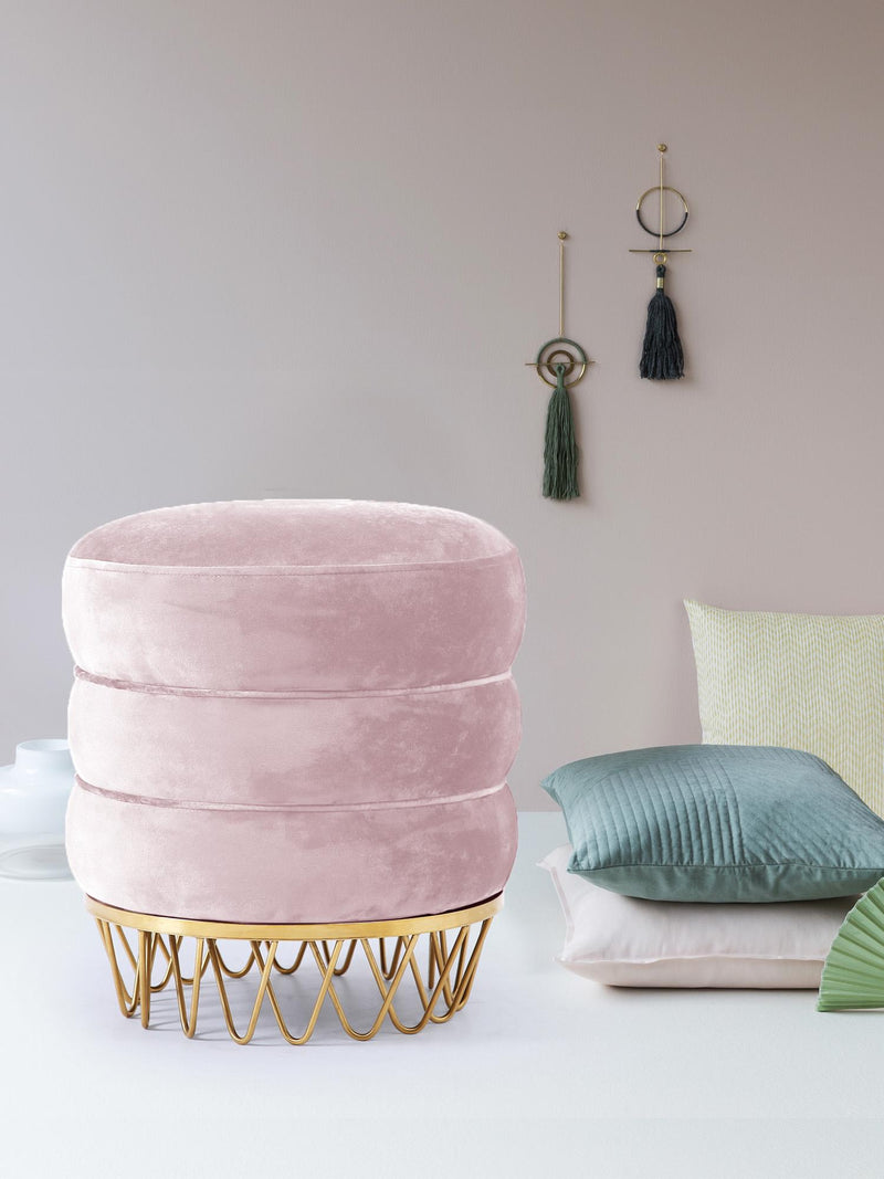 Revolve Pink Velvet Ottoman/Stool