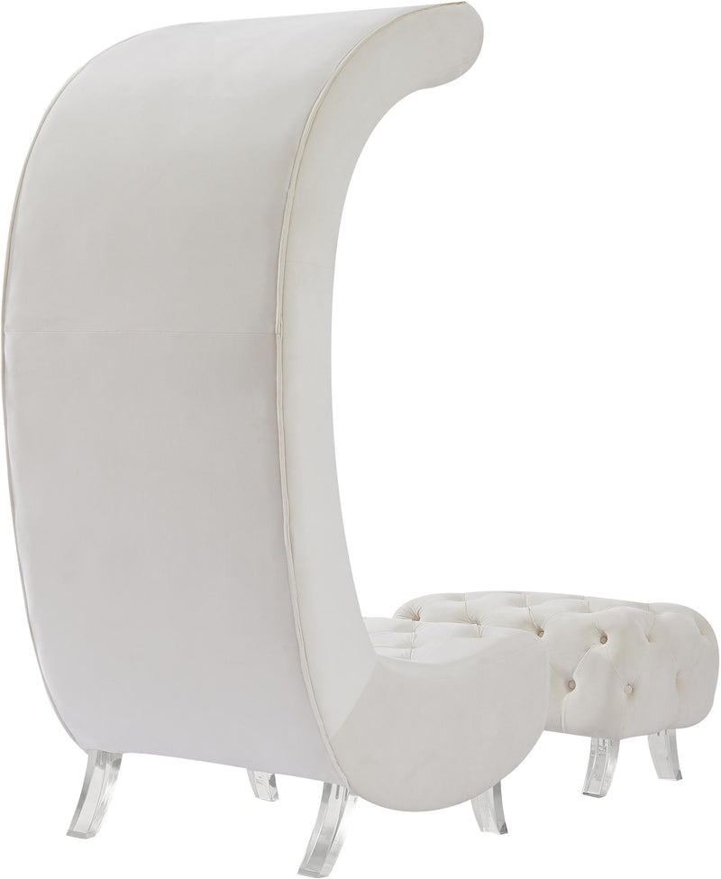 Crescent Cream Velvet Accent Chair