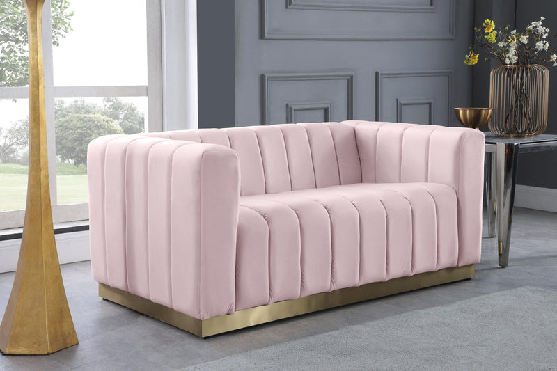 Marlon Pink Velvet Loveseat