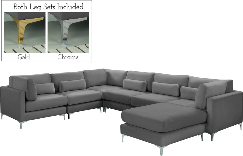 Julia Grey Velvet Modular Sectional (7 Boxes)