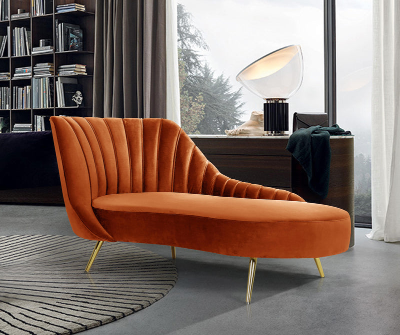 Margo Cognac Velvet Chaise