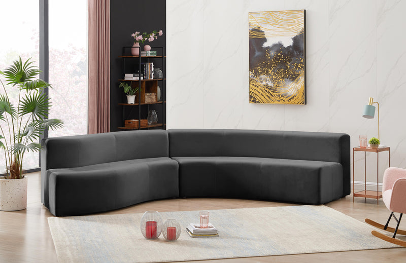 Curl Grey Velvet 2pc. Sectional