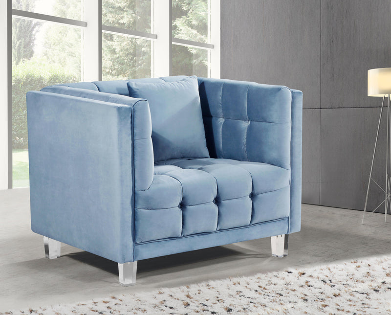 Mariel Sky Blue Velvet Chair