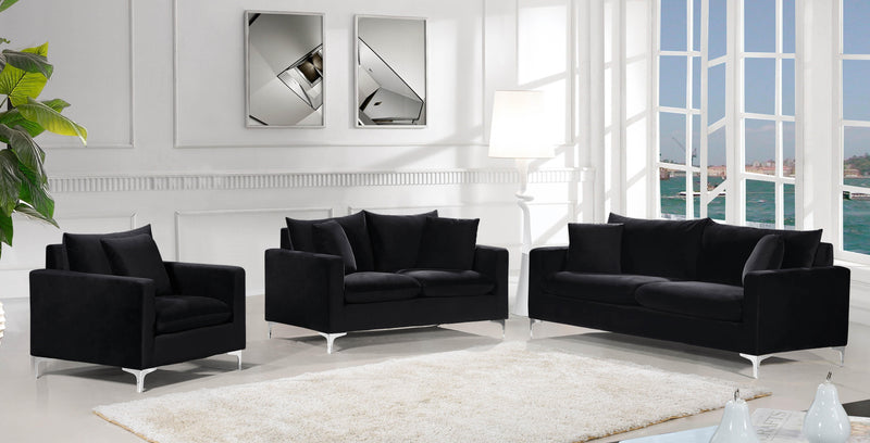 Naomi Black Velvet Loveseat