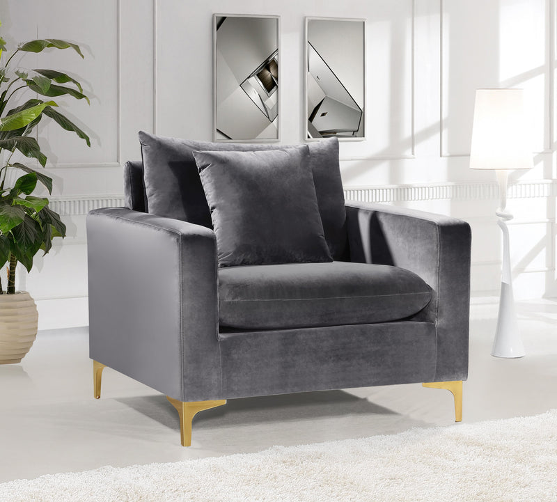 Naomi Grey Velvet Chair