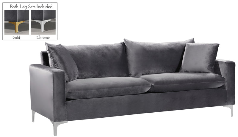 Naomi Grey Velvet Sofa