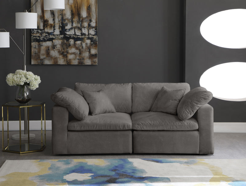 Cozy Grey Velvet Cloud Modular Sofa