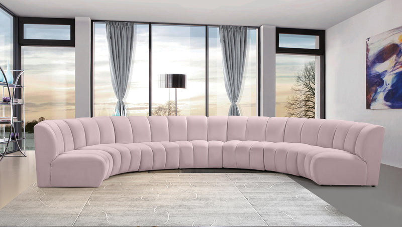 Infinity Pink Velvet 7pc. Modular Sectional