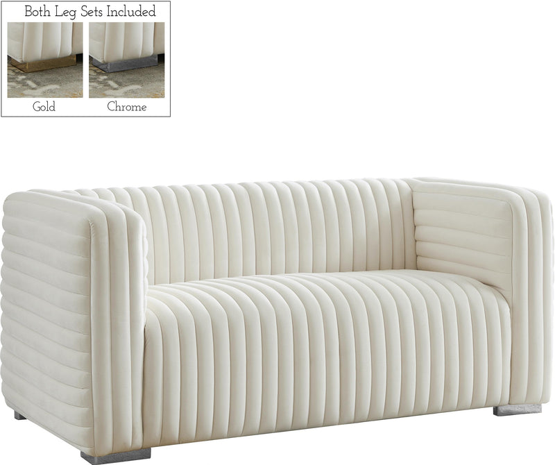 Ravish Cream Velvet Loveseat