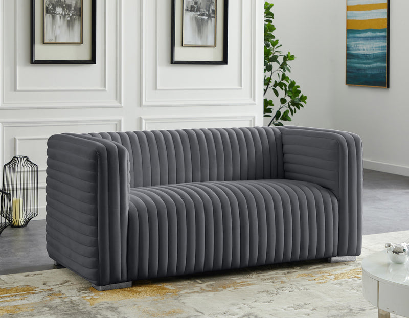 Ravish Grey Velvet Loveseat