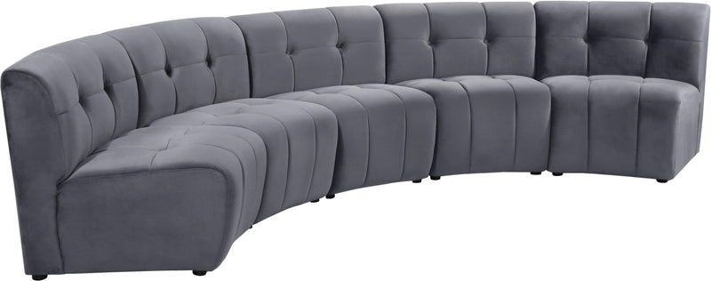 Limitless Grey Velvet 5pc. Modular Sectional