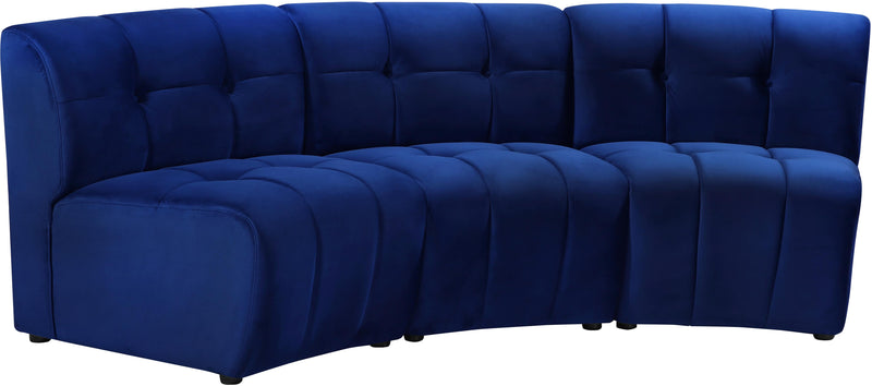 Limitless Navy Velvet 3pc. Modular Sectional