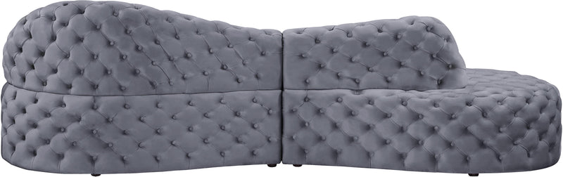 Royal Grey Velvet 2pc. Sectional