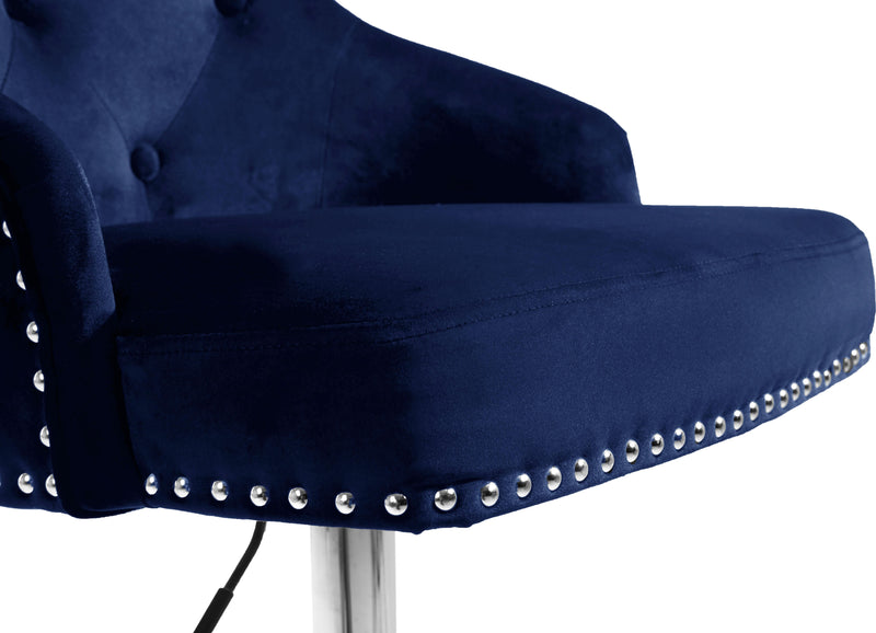 Claude Navy Velvet Adjustable Stool