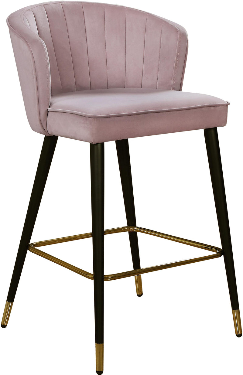 Cassie Pink Velvet Stool