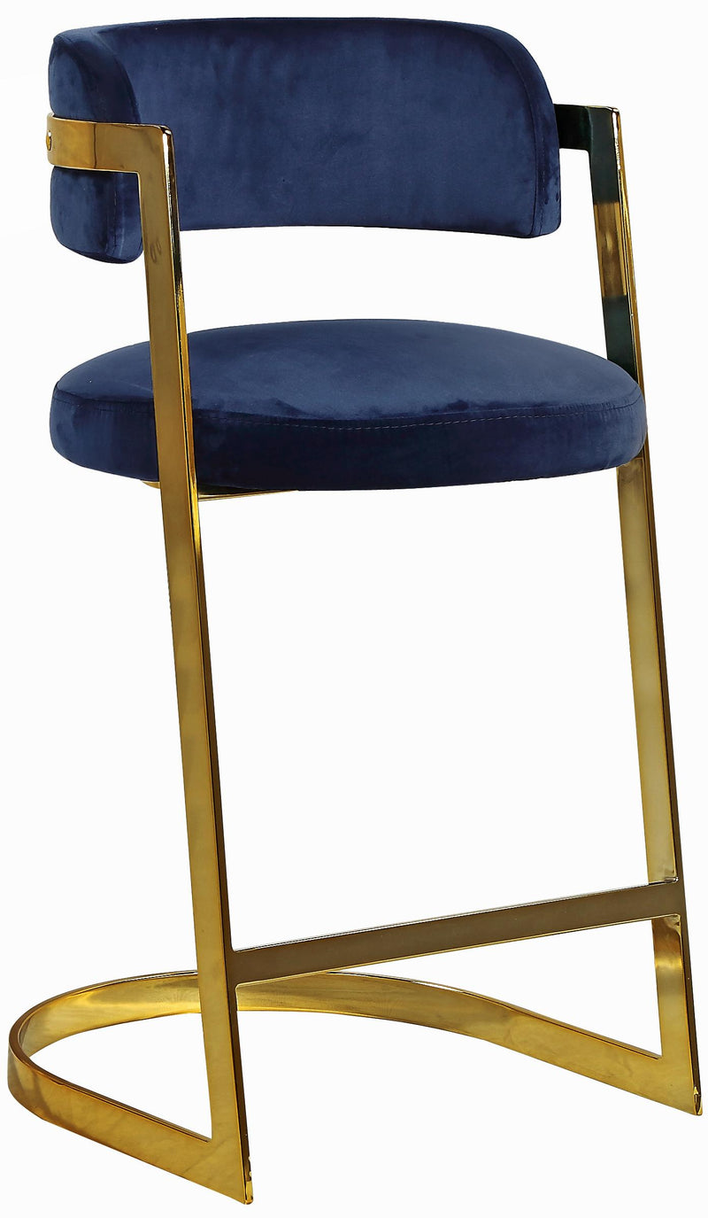 Stephanie Navy Velvet Stool