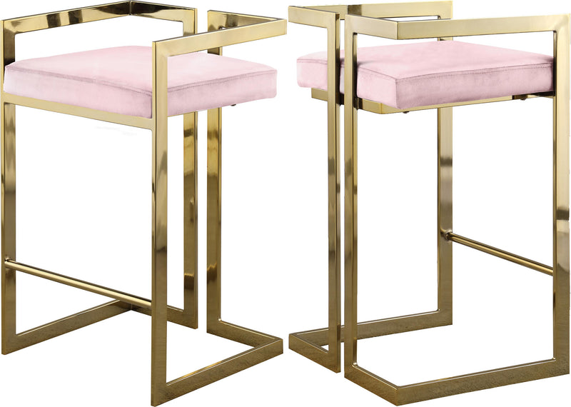 Ezra Pink Velvet Stool image