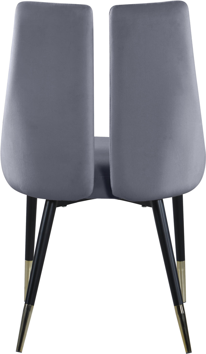 Sleek Grey Velvet Dining Chair