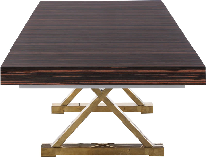 Excel Brown Zebra Wood Veneer Lacquer Extendable Dining Table (3 Boxes)