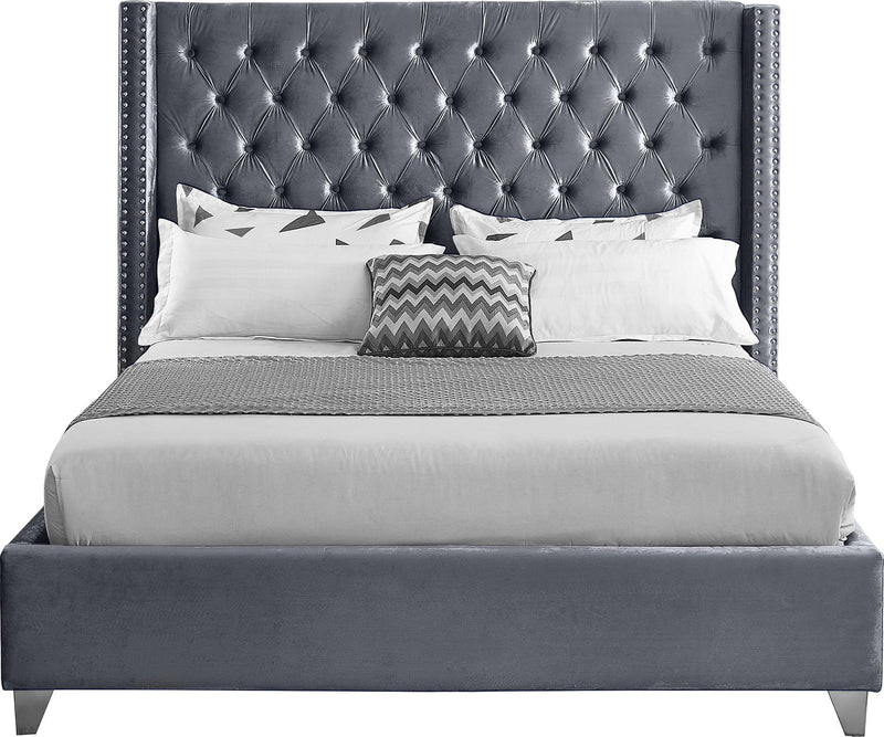 Aiden Grey Velvet King Bed