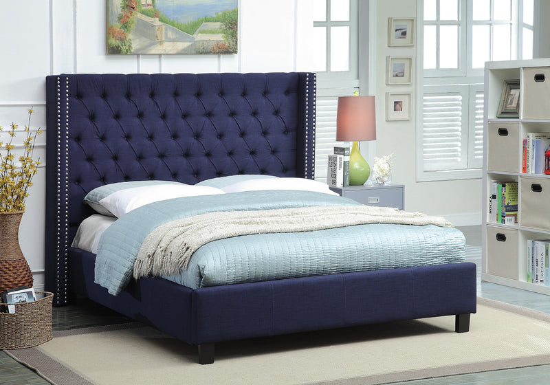 Ashton Navy Linen Queen Bed