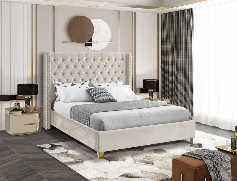 Barolo Cream Velvet King Bed