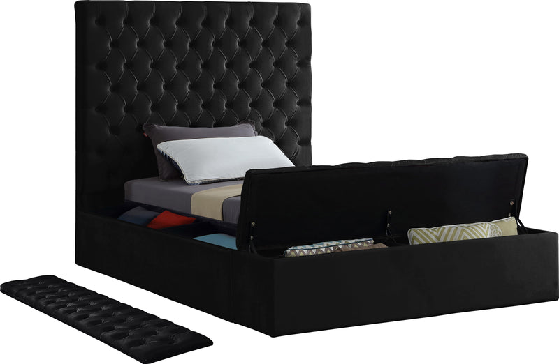Bliss Black Velvet Twin Bed (3 Boxes)
