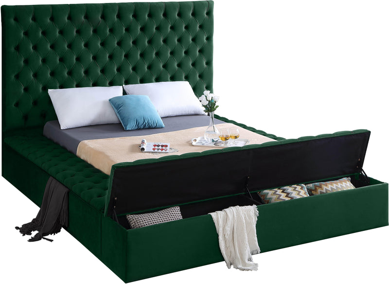 Bliss Green Velvet Queen Bed (3 Boxes)