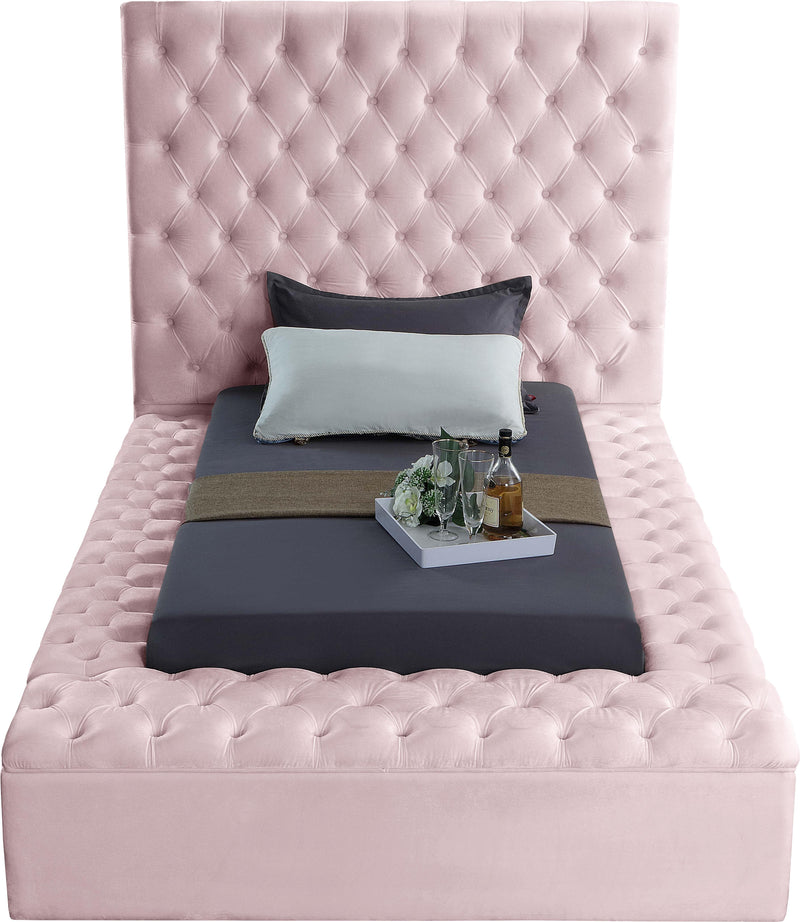 Bliss Pink Velvet Twin Bed (3 Boxes)