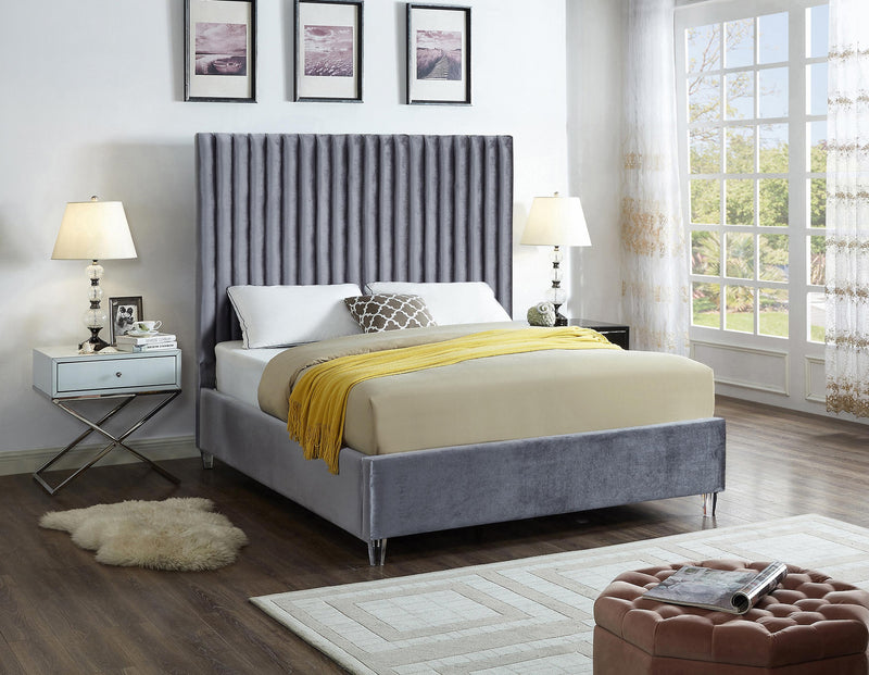 Candace Grey Velvet Full Bed
