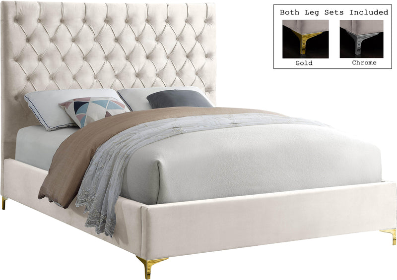 Cruz Cream Velvet King Bed image