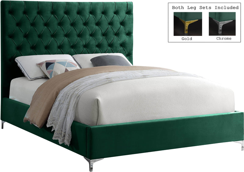 Cruz Green Velvet King Bed