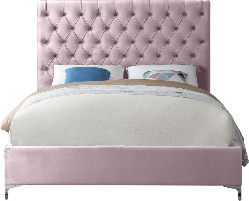 Cruz Pink Velvet Full Bed