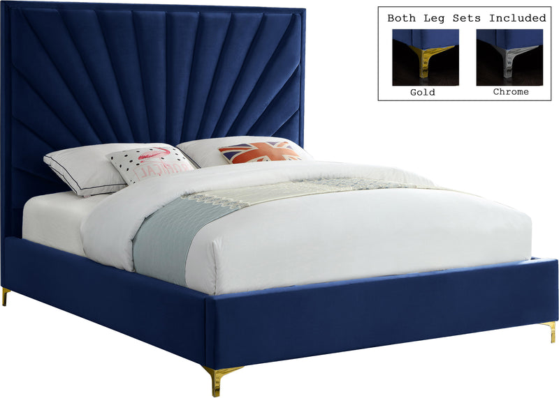 Eclipse Navy Velvet Queen Bed image