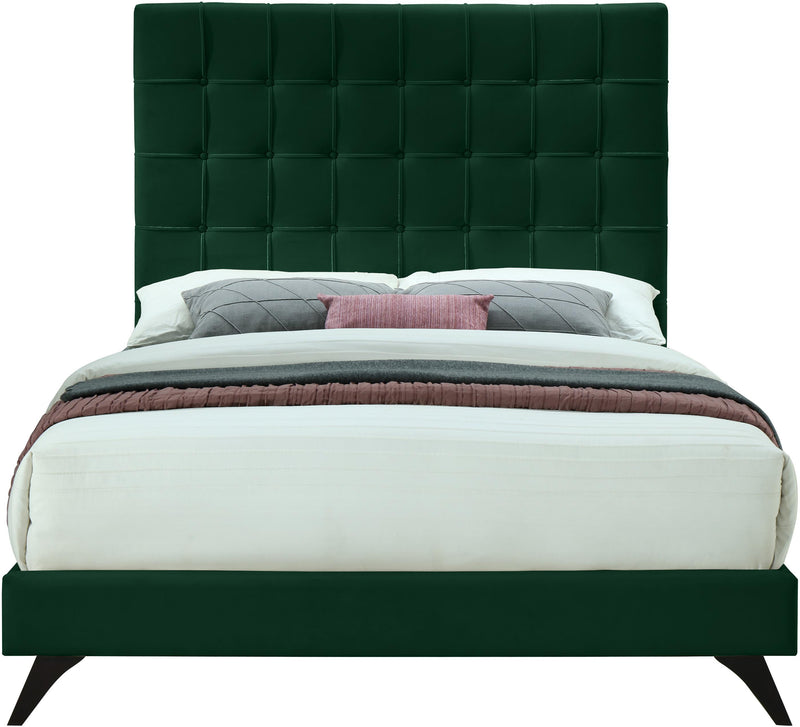 Elly Green Velvet King Bed