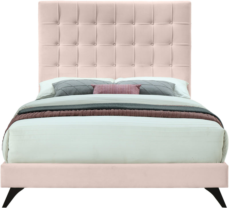 Elly Pink Velvet King Bed
