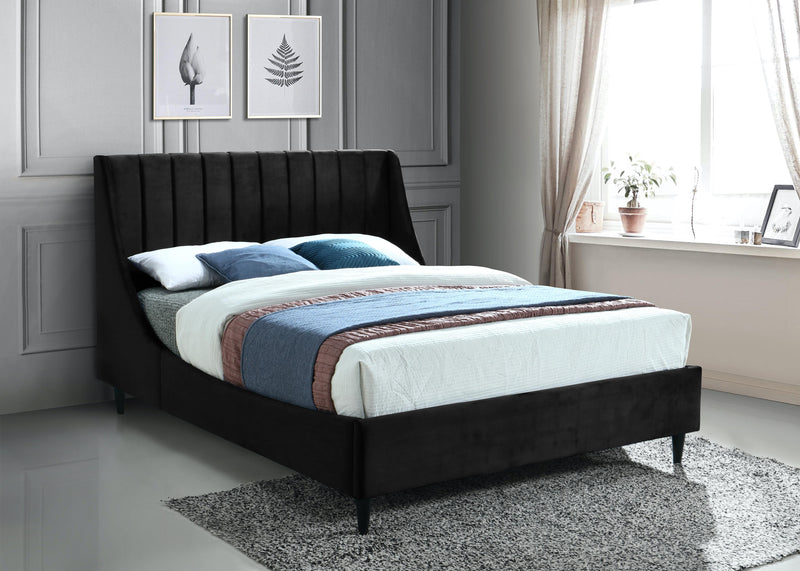 Eva Black Velvet Full Bed