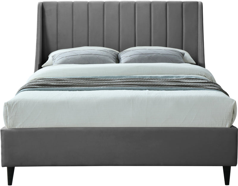 Eva Grey Velvet King Bed