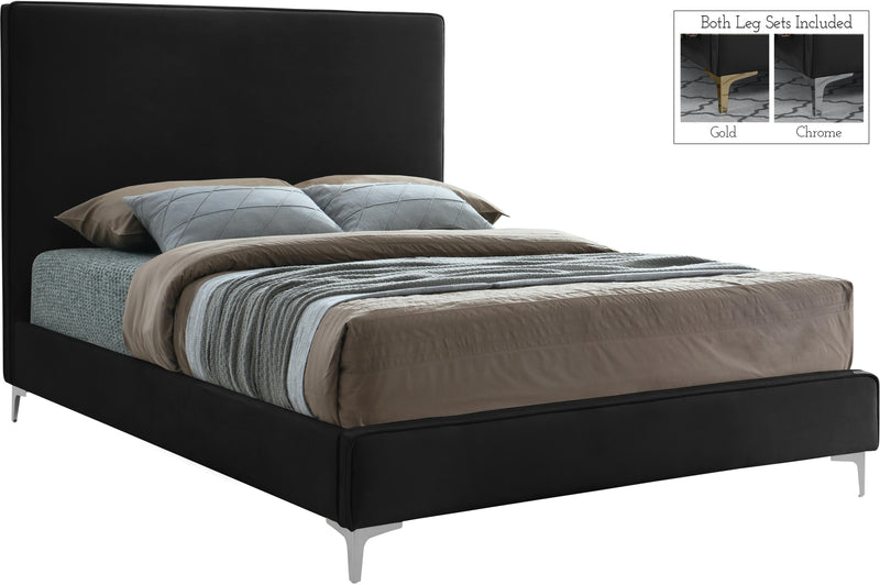 Geri Black Velvet Queen Bed