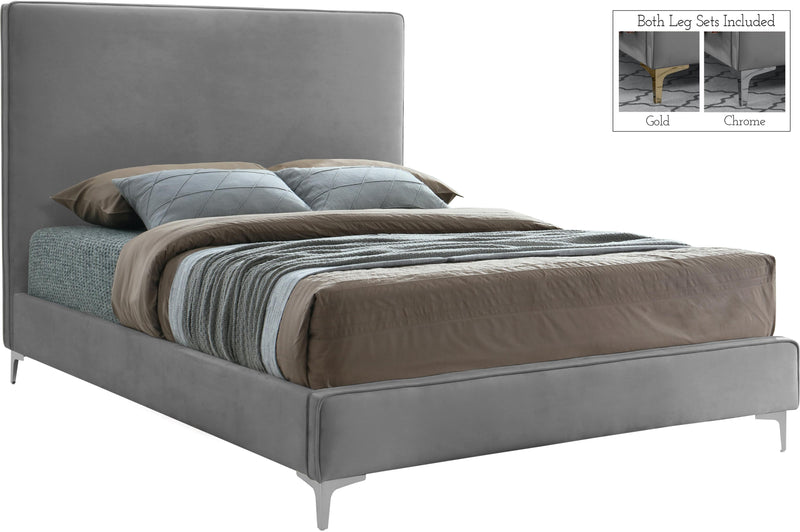 Geri Grey Velvet King Bed