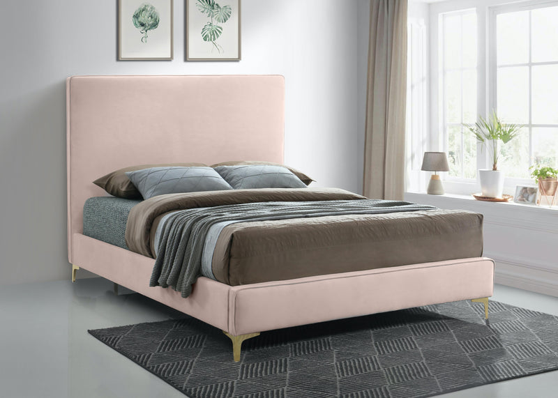 Geri Pink Velvet Queen Bed