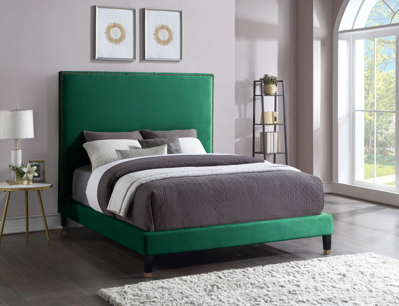Harlie Green Velvet King Bed