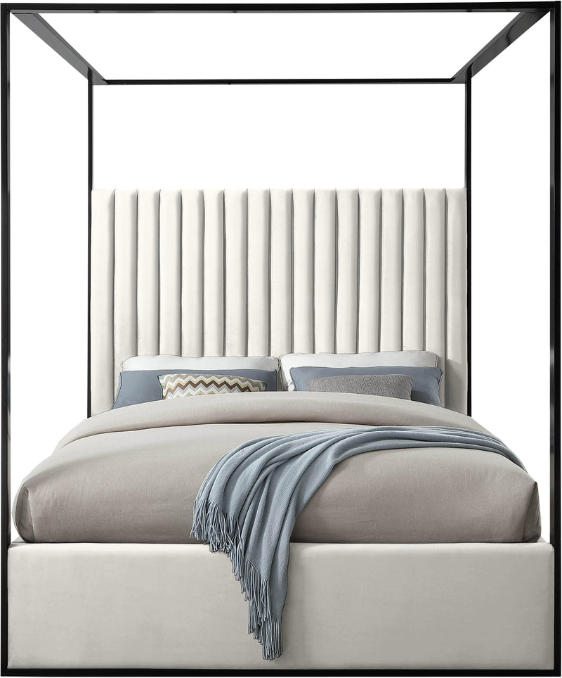 Jax Cream Velvet Queen Bed