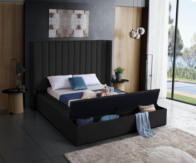 Kiki Black Velvet Full Bed (3 Boxes)