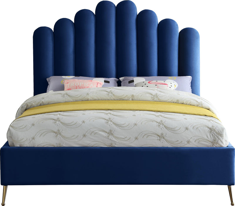 Lily Navy Velvet King Bed