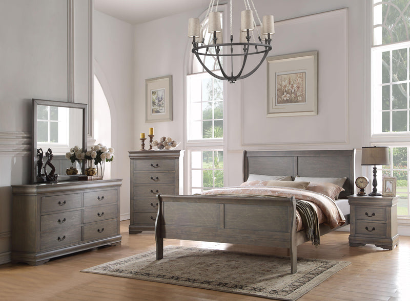 Louis Philippe Antique Gray Eastern King Bed image