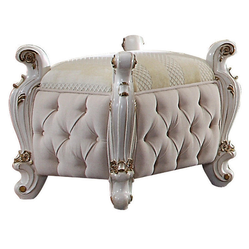 Picardy Fabric & Antique Pearl Vanity Stool image