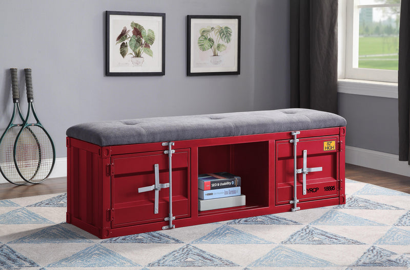 Cargo Gray Fabric & Red Bench (Storage) image