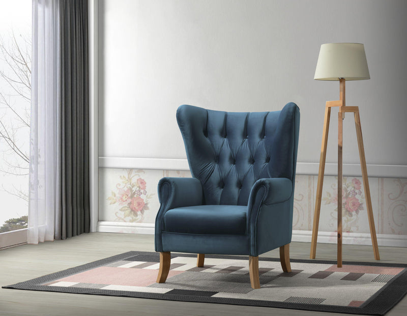 Adonis Azure Blue Velvet Accent Chair image